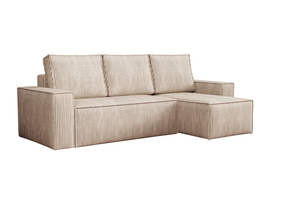 Narożnik Rozkładany BERGAMO Sztruks Rogówka z Funkcją Spania Pościel Kanapa